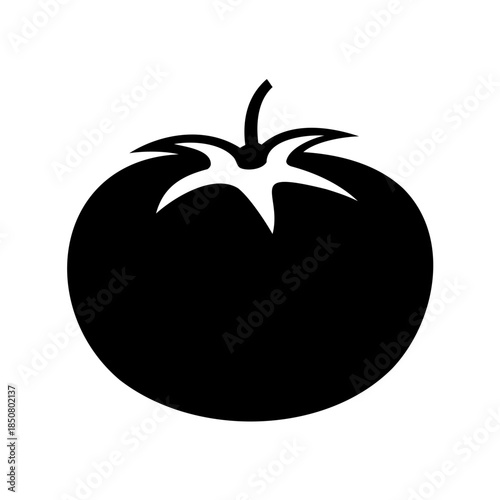 Simple black tomato silhouette vector illustration against a white background picture