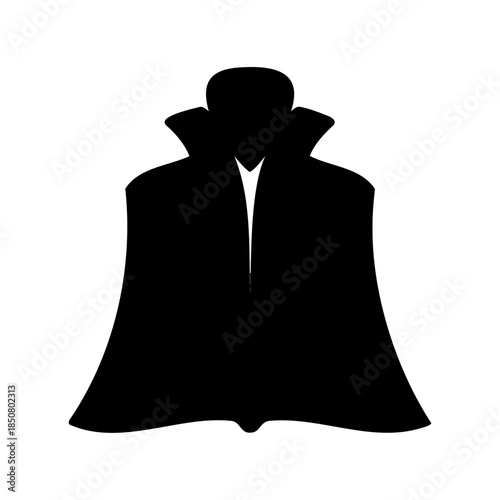 Classic Halloween Vampire Silhouette with High Collar Cape and Simple Design