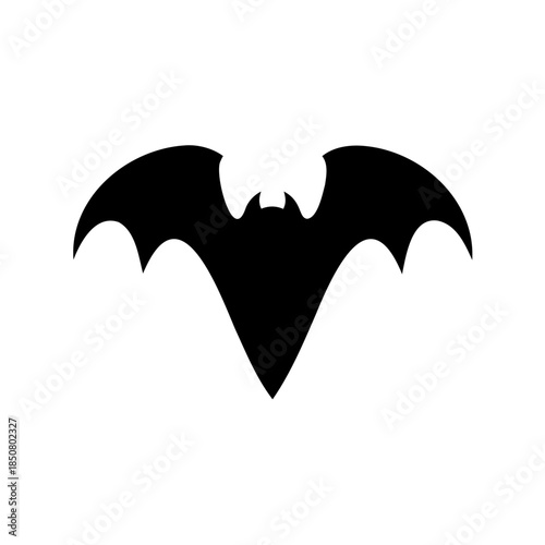 Stylized minimalistic black bat silhouette vector illustration on a white background