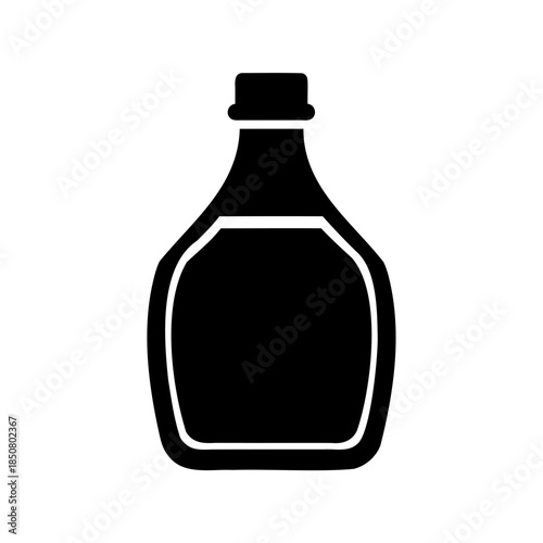 Black silhouette of a bottle with a cap suitable for syrups