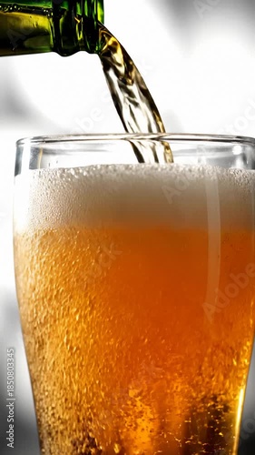 Wallpaper Mural Pouring Beer From a Bottle Into a Glass, Close Up View Torontodigital.ca