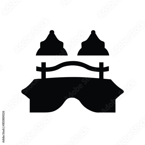 Bridge and Mountains Silhouette Icon