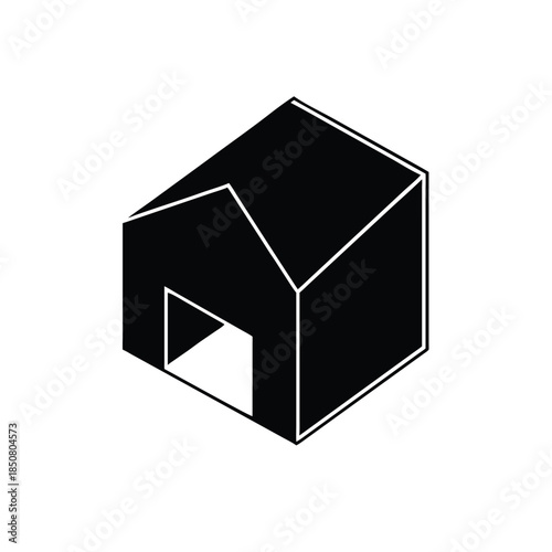 Minimalist Isometric House Silhouette Icon