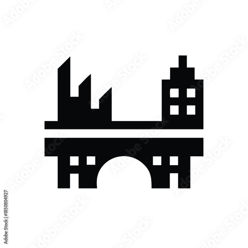 Urban architecture bridge and skyline silhouette