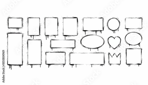 Collection of hand-drawn chalk-style rectangular and oval frames on a white background, ideal for design elements