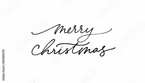 Beautifully scripted 'Merry Christmas' calligraphy isolated on white, perfect for festive holiday designs and seasonal greetings and warm wishes
