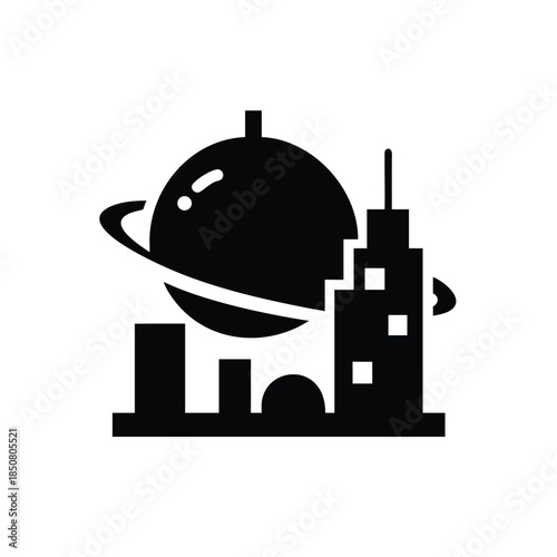 Modern Space Colony Silhouette