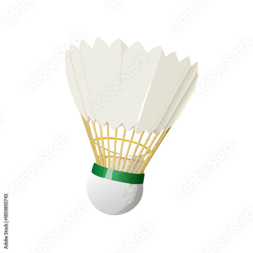 Badminton racket and white shuttlecock isolated on a wooden box with a closeup abstract drawing of colorful pencils and a green glass diffuser