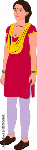traditional kurta woman in traditional clothes indian animation ready vector