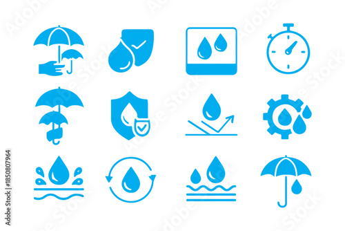 Waterproof Icons – Blue Line Art Protection Set
