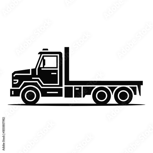 Black silhouette of a flatbed truck Vector illustration