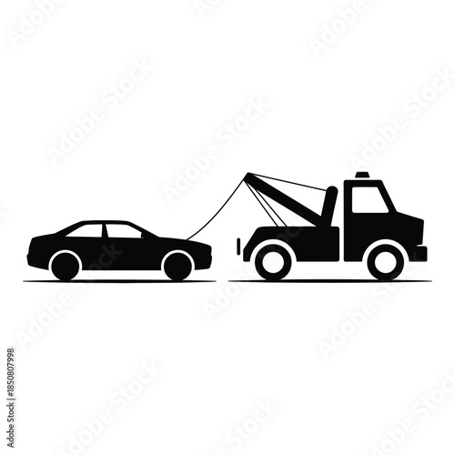 Car being towed away by tow truck Vector illustration