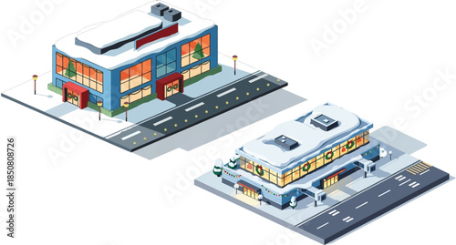 Christmas Airport Isometric Building