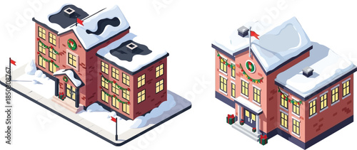 Christmas School Isometric Building