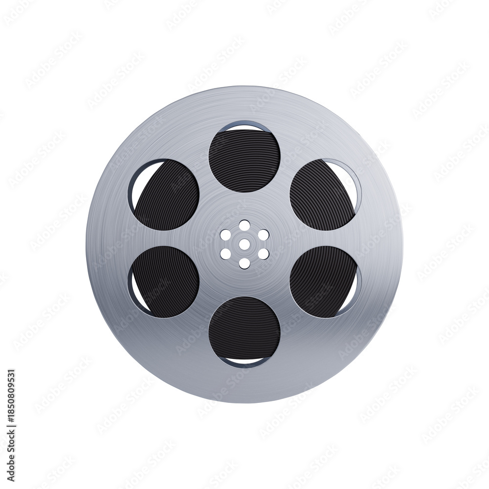 Obraz premium 3d render of a metallic movie reel