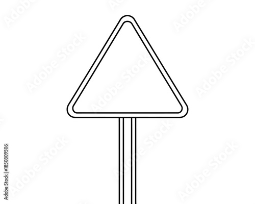 Blank Road Sign: A simple, minimalist monochrome image of a blank triangular road sign, poised to deliver a vital message.