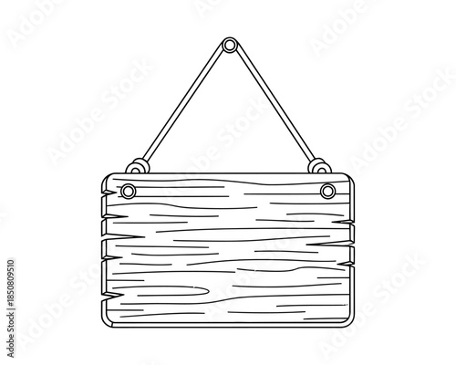 Wooden Sign's Simple Silhouette: A minimalistic outline of a classic wooden sign, conveying simplicity and versatility, perfect for adding text or graphics to it. 