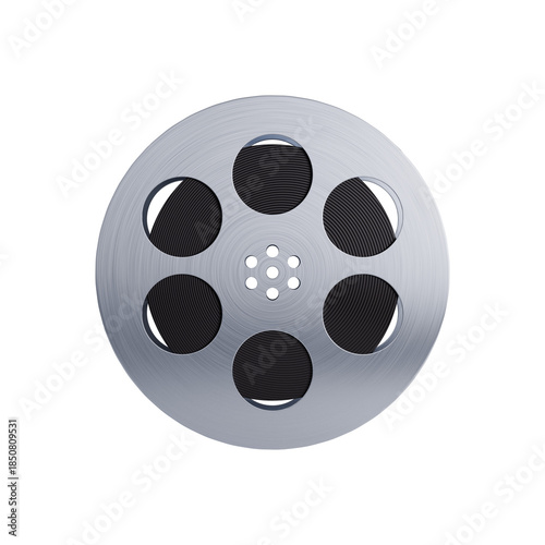 3d render of a metallic movie reel