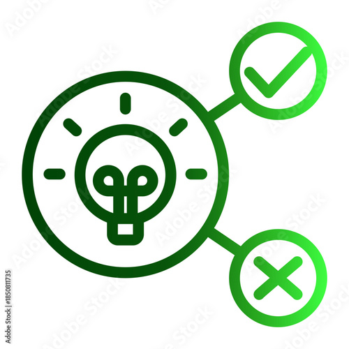 Creative Project Decision Idea Icon from Data Analysis Icon Collection (Outline Gradient style)