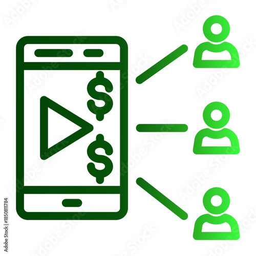 Subscription Content Marketing Follower Icon from Data Analysis Icon Collection (Outline Gradient style)