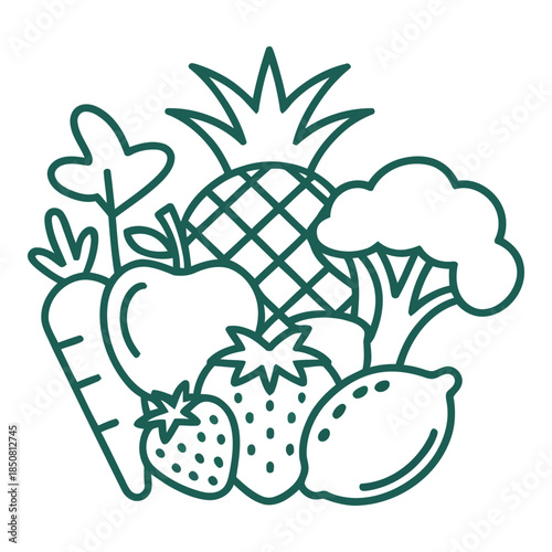 Fresh fruits and vegetables illustration Vector illustration