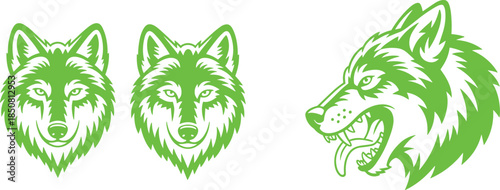 Black and white fox head logo variations minimalist animal mascot emblem wildlife illustration line art vector design set