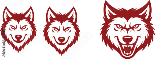 Black and white fox head logo variations minimalist animal mascot emblem wildlife illustration line art vector design set