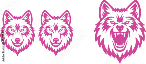 Black and white fox head logo variations minimalist animal mascot emblem wildlife illustration line art vector design set