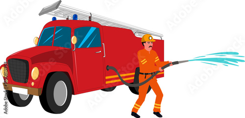 fire brigade man illustration animation ready