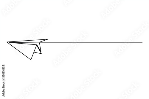 Paper plane continuous one line art drawing of design