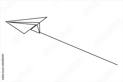 Paper plane continuous one line art drawing of design