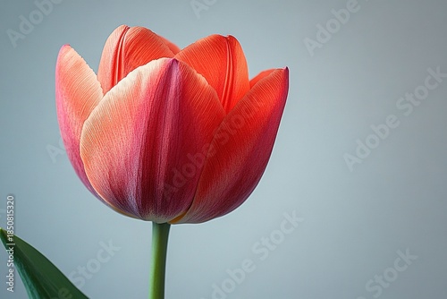 Tulip on White Background with Space for Text