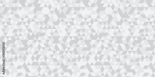 Abstract geometric white and gray background. seamless mosaic and low polygon triangle texture wallpaper. Triangle shape retro wall grid pattern geometric ornament tile vector square element.