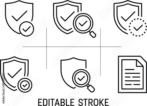 Insurance protection and risk management line icon set with home health car finance safety symbols editable stroke vector illustration