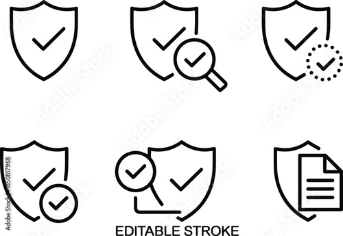 Insurance protection and risk management line icon set with home health car finance safety symbols editable stroke vector illustration
