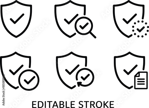 Insurance protection and risk management line icon set with home health car finance safety symbols editable stroke vector illustration