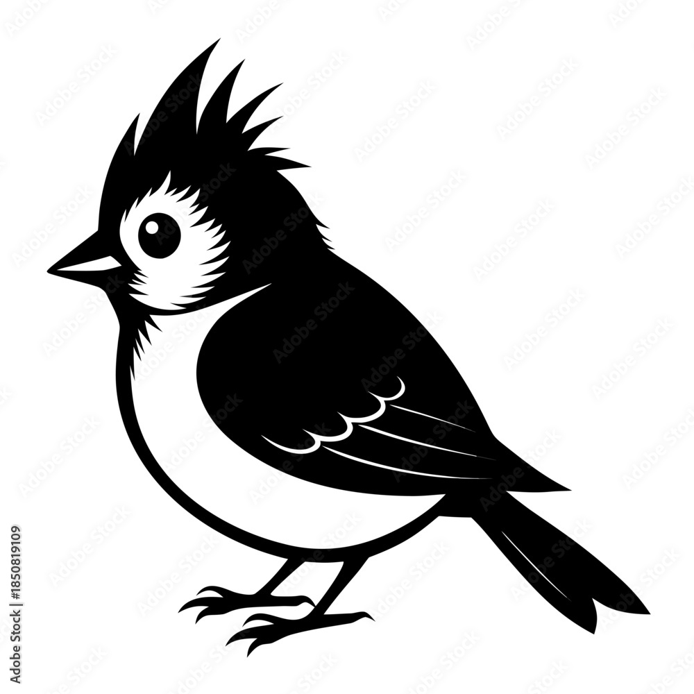 Fototapeta premium Titmouse vector clean black silhouette design white background