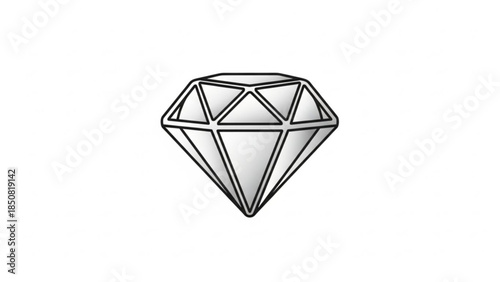 Detailed illustration of a diamond with multiple facets and shading on a white background