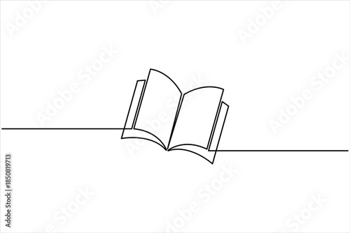 Book continuous one line art minimalism design