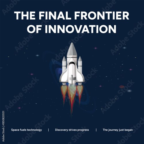 Space rocket launching into the final frontier of innovation