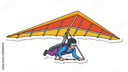 Cartoon Hang Glider Pilot Flying