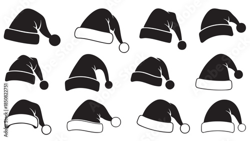 Collection of Santa Claus Hats in Various Styles and Perspectives