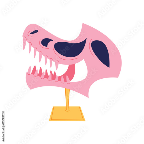 Pink Dinosaur Skull Model Displayed on Stand.