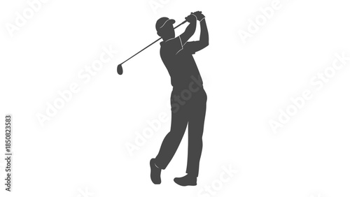Silhouette of a golfer in mid-swing, capturing the dynamic action of the sport