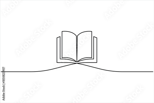 Continuous one line art drawing of book design