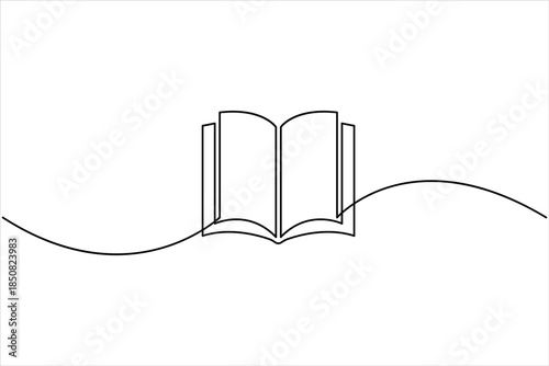 Continuous one line art drawing of book design