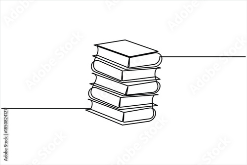 Continuous one line art drawing of book design