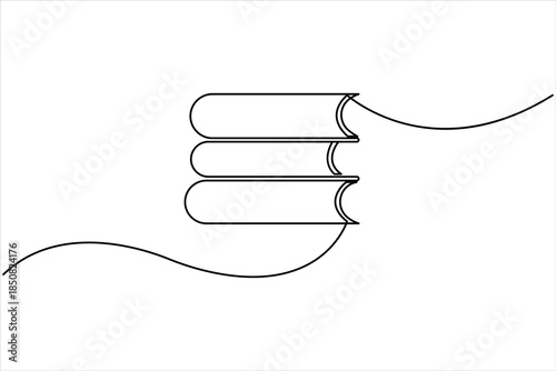 Continuous one line art drawing of book design