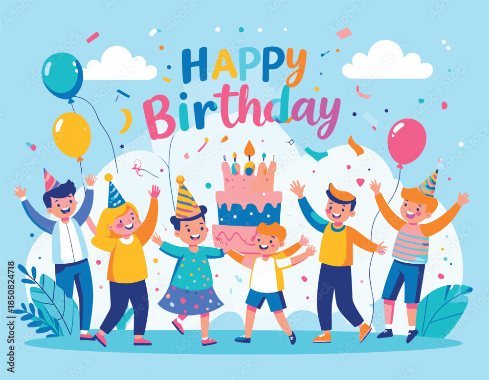 Fototapeta premium happy birthday kids