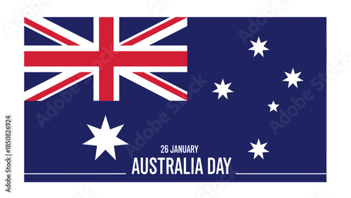 Australia Day celebration banner featuring the Australian national flag and 26 January text.